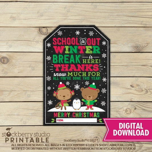 Christmas Teacher Gift Tag - Instant Download
