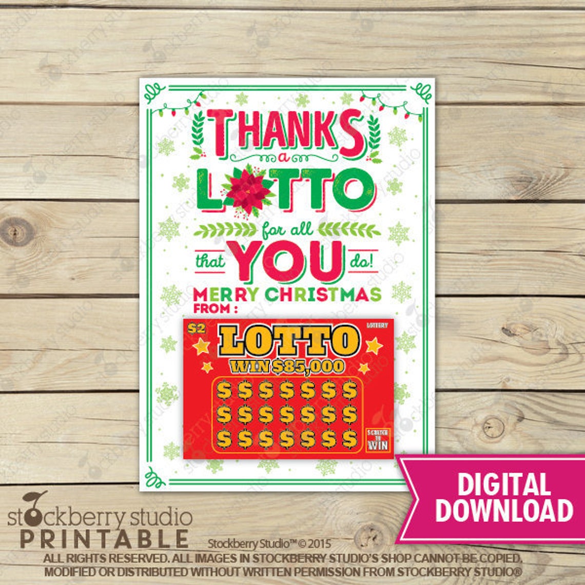 Holiday Lottery Ticket Holder - Instant Download – Stockberry Studio