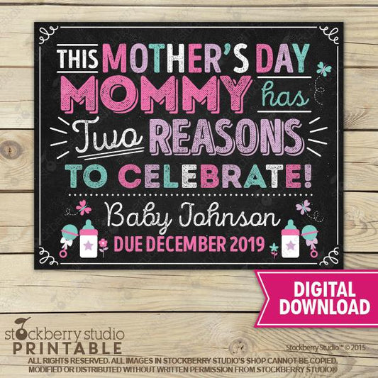 Mother's Day Pregnancy Announcement Chalkboard Sign - Stockberry Studio