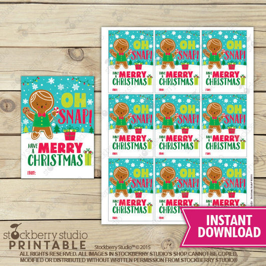 Gingerbread Man Gift Tags - Instant Download