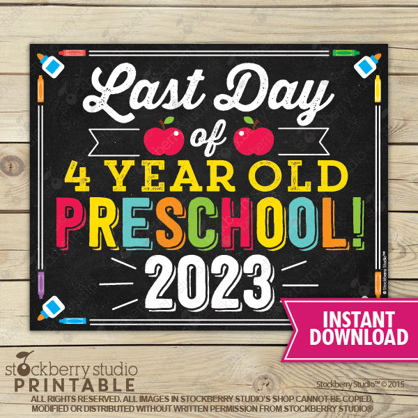 Last Day of School Sign (Primary Colors) - Any Grade