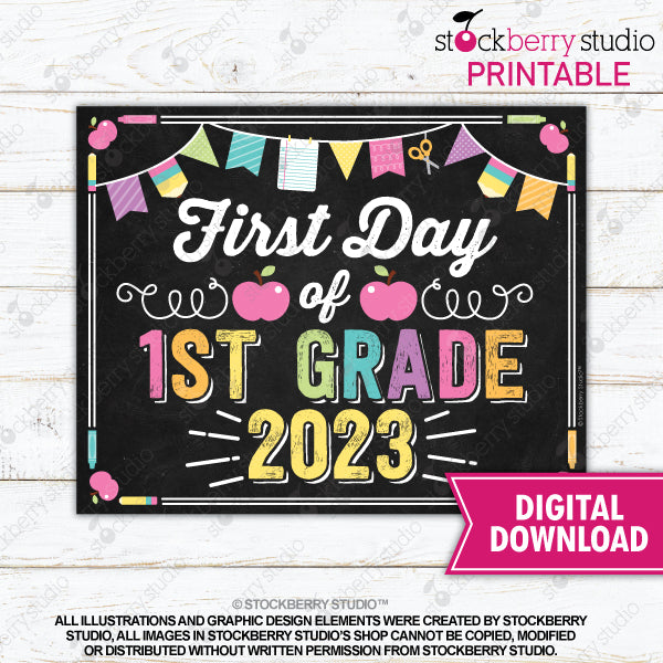 First Day of Preschool Sign (Pastel Colors) - Any Grade