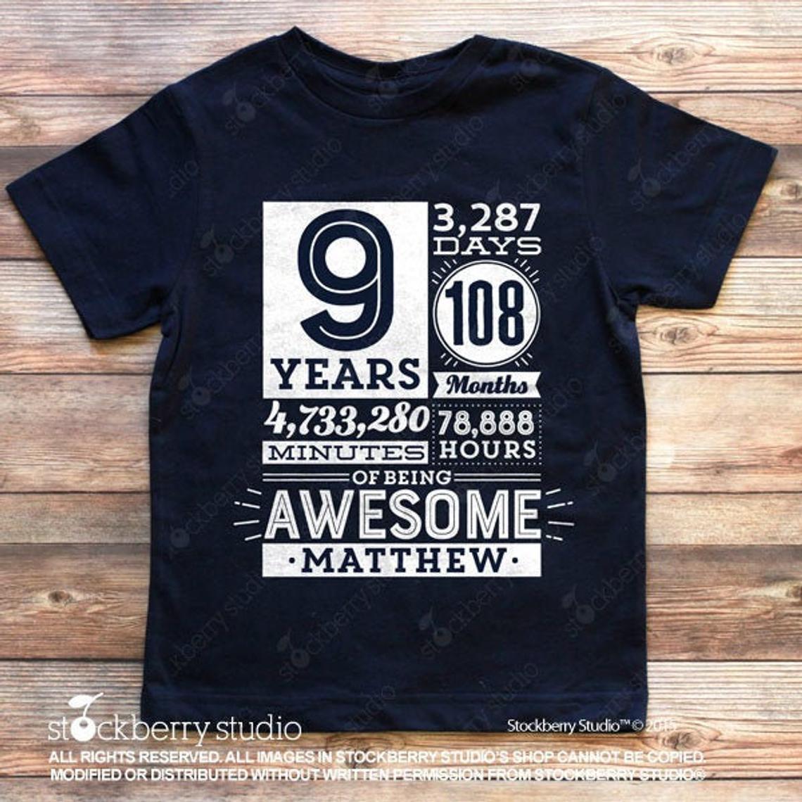 9 Years of Being Awesome Birthday Shirt (any age) - Stockberry Studio