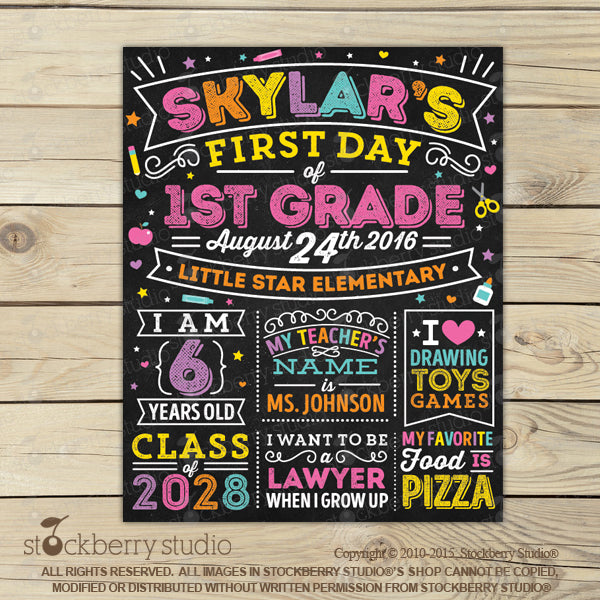 [First Day of 1st Grade Sign] - Stockberry Studio
