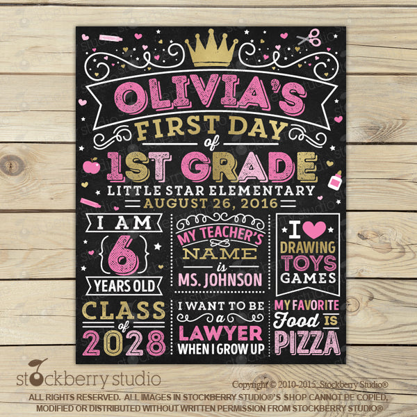 First Day of School Sign School Printables First Day of School Chalkboard Sign - Stockberry Studio