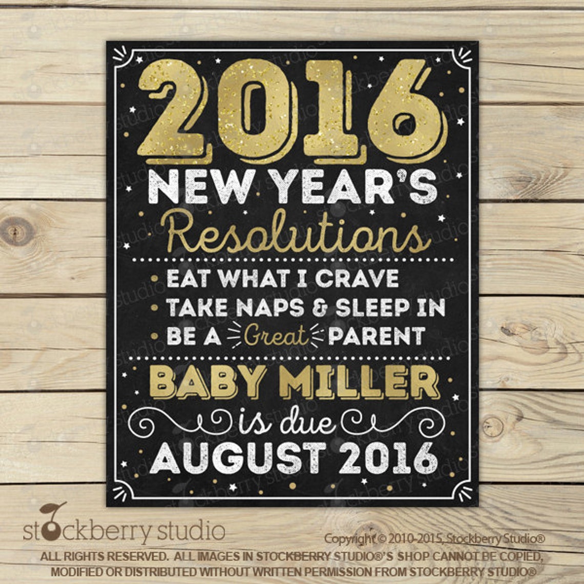 New Years Pregnancy Announcement Sign