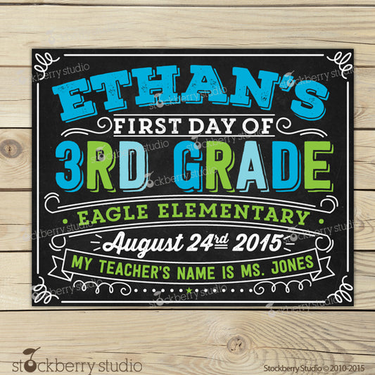 First Day of School Chalkboard Sign Back to School Sign - Stockberry Studio