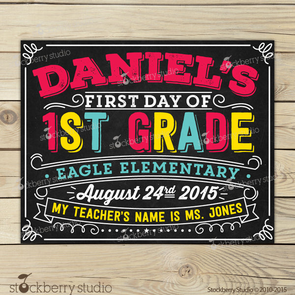 First Day of School Chalkboard Sign Back to School Sign - Stockberry Studio