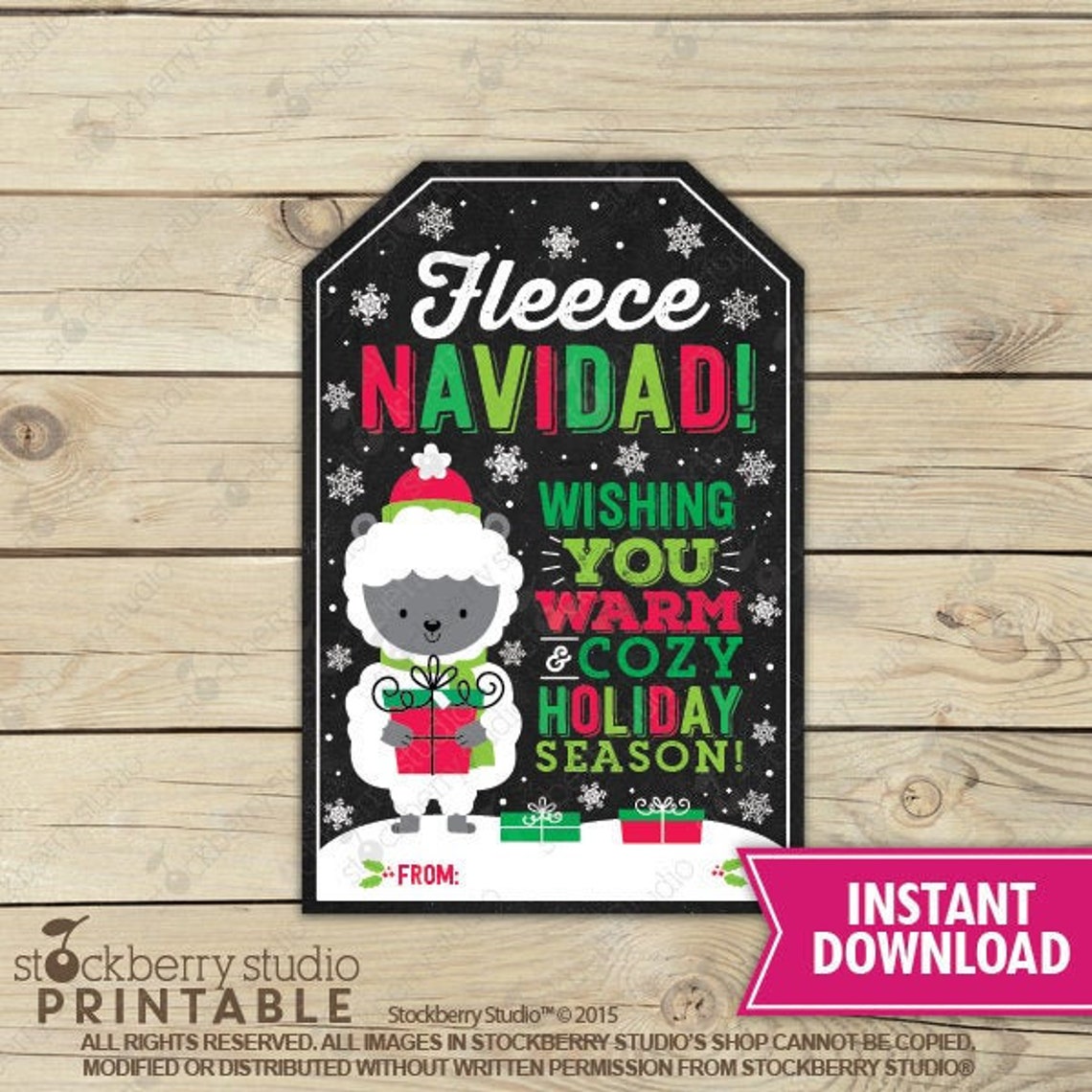 Fleece Navidad Gift Tag - Instant Download