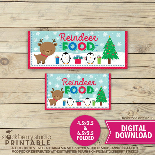 Reindeer Food Bag Toppers - Instant Download