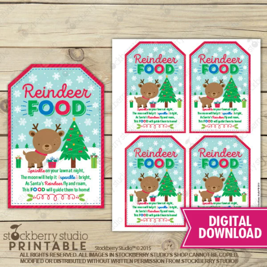 Christmas Reindeer Food Tag - Instant Download