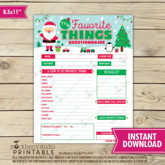 Teacher Christmas Wish List - Instant Download