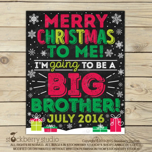 Christmas Big Brother Announcement Chalkboard Sign