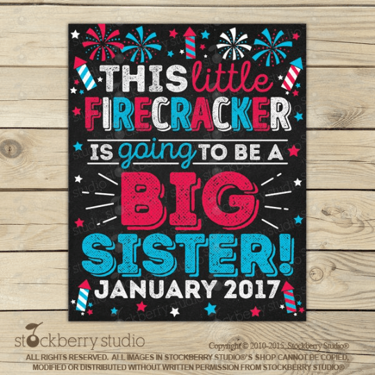 4th of July Big Brother Pregnancy Announcement Sign - Stockberry Studio