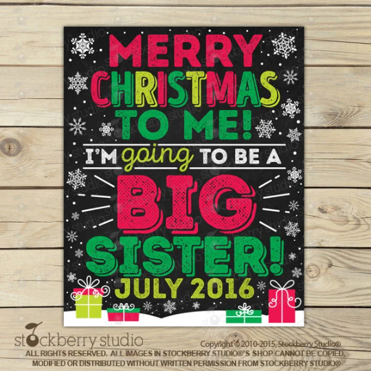 Christmas Big Brother Announcement Chalkboard Sign
