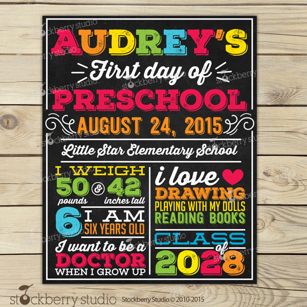 First Day of School Chalkboard Sign 1st Day of School Sign - Stockberry Studio