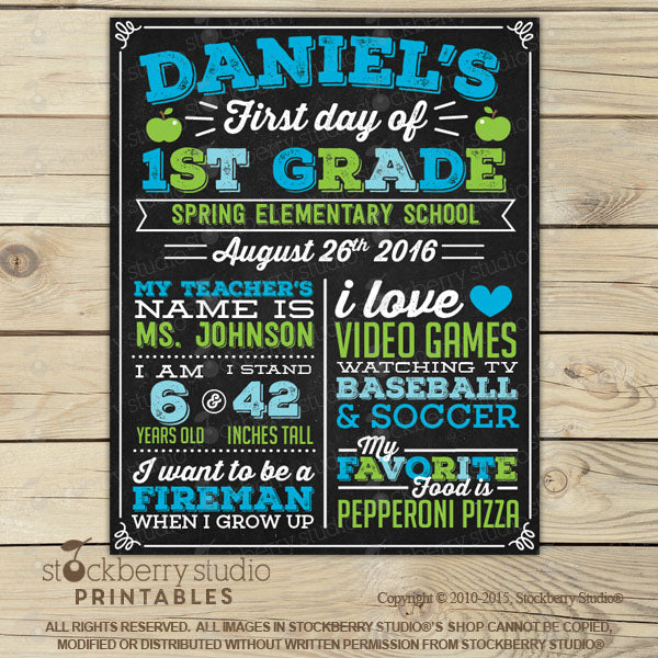 [First Day of School Sign Printable] - Stockberry Studio