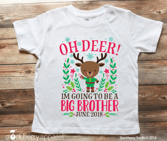 Christmas Big Sister Pregnancy Announcement Shirt Reindeer - Stockberry Studio