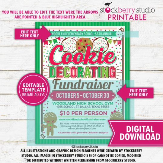 Christmas Cookie Decorating Fundraiser Flyer
