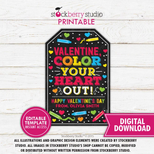Crayon Valentine's Day Gift Tag