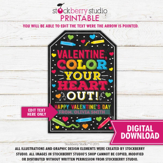Crayon Valentine's Day Gift Tag