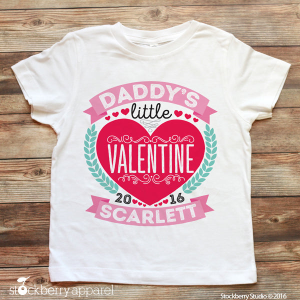 Kids Valentine Shirt Daddy's Little Valentine Girls - Stockberry Studio