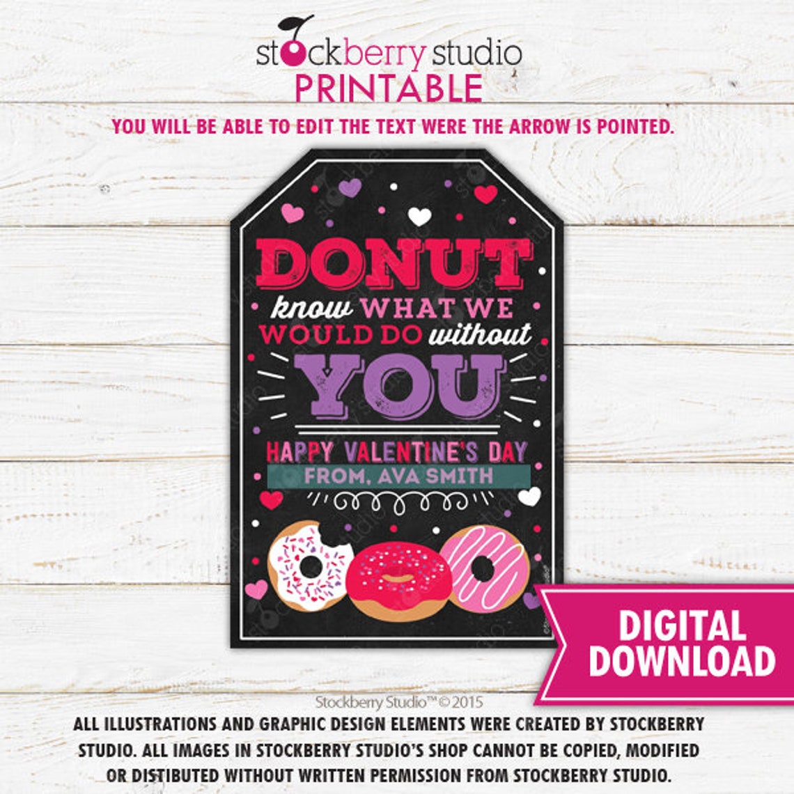 Valentine's Day Donuts Gift Tag