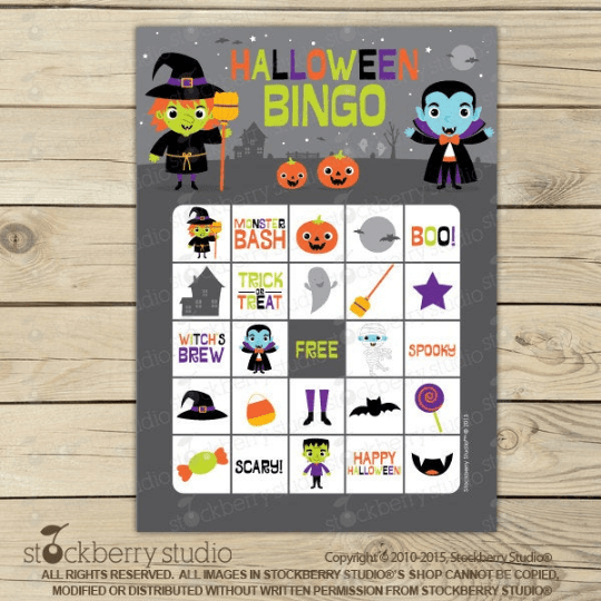 Halloween Bingo Card Game - Printable - Stockberry Studio