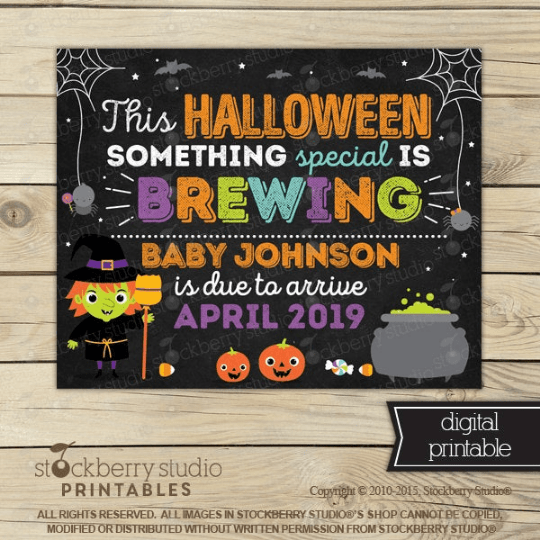 Halloween Pregnancy Announcement Chalkboard Sign - Stockberry Studio