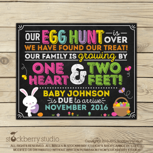 Easter Pregnancy Announcement Chalkboard Sign - Stockberry Studio