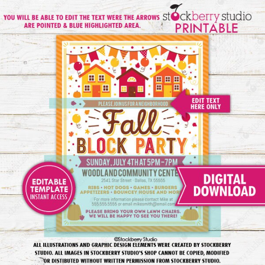 Fall Block Party Invite