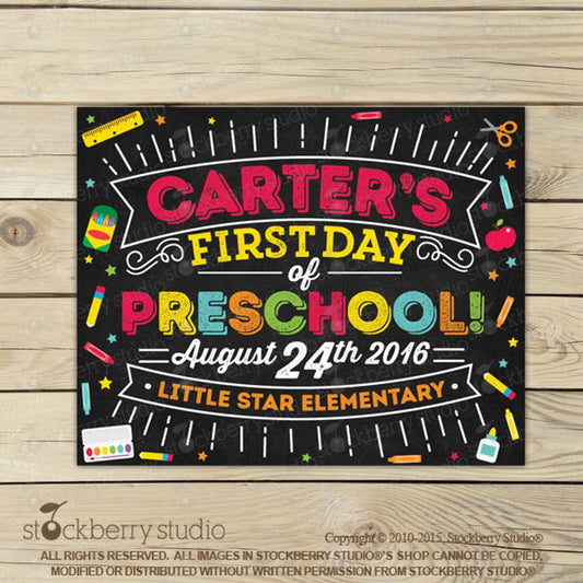 First Day of Preschool Printable Sign - Digital Download