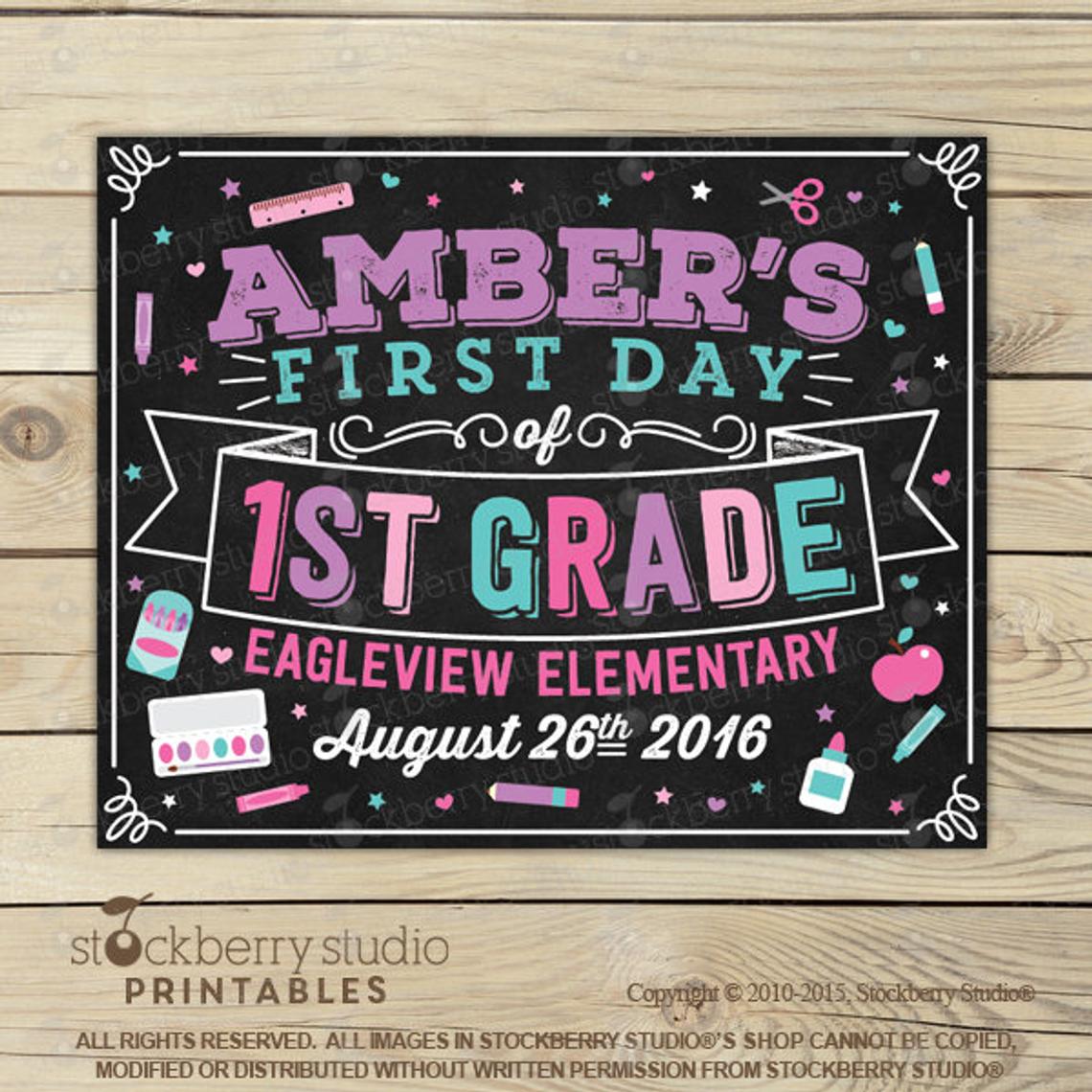 Prince First Day of School Chalkboard Sign Printable