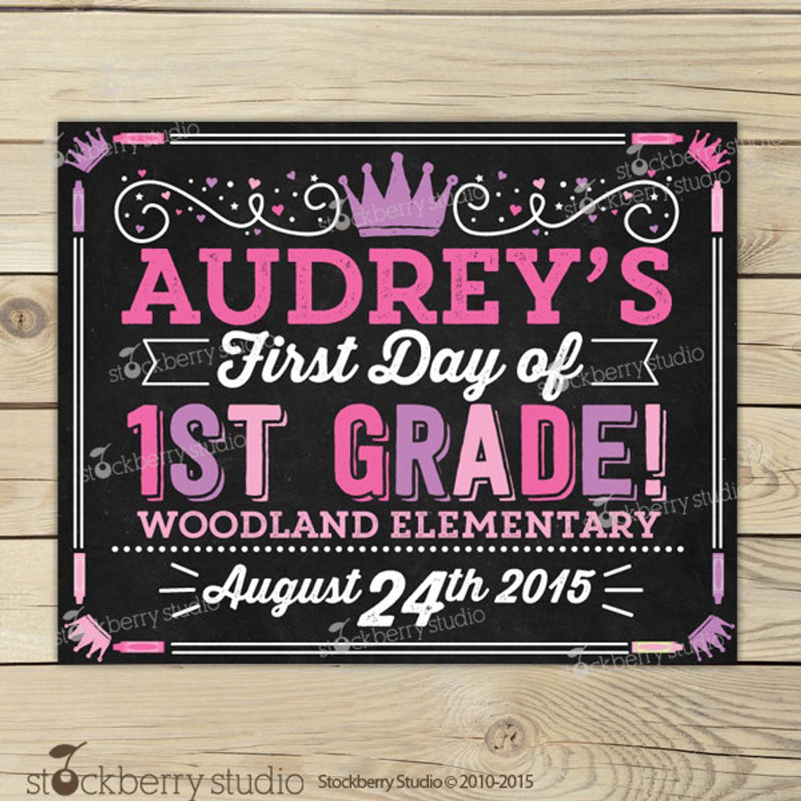 Princess First Day of School Chalkboard Sign Printable Girl