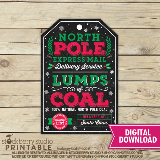 Christmas Lump of Coal Gift Tag - Instant Download