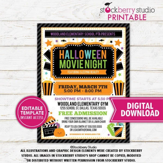 Halloween Movie Night Flyer