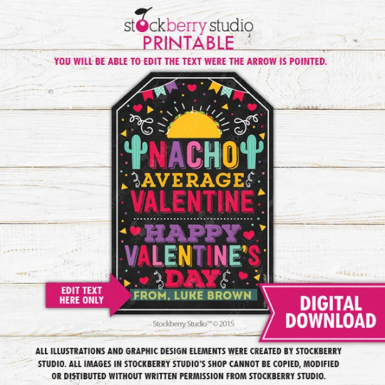 Nacho Average Valentine's Day Gift Tags