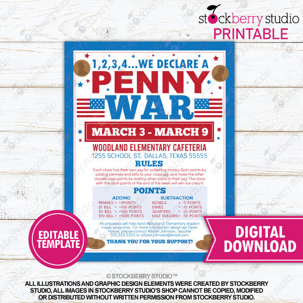 Penny War School Fundraiser Flyer