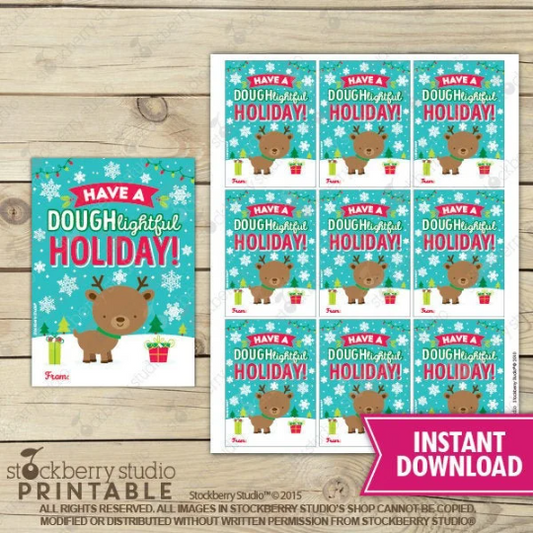 Play Dough Christmas Gift Tag - Instant Download