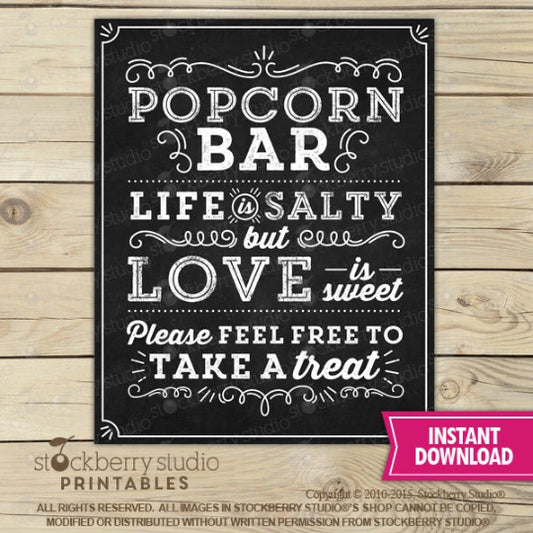 Popcorn Bar Wedding Sign