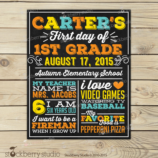 First Day of School Sign Back to School Printable 1st Day of School Sign - Stockberry Studio