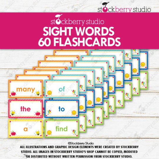 Sight Words Flashcards Kindergarten Homeschool Printable