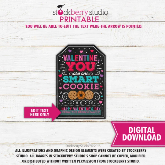 Valentine Smart Cookie Gift Tag