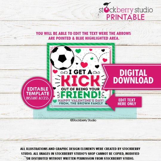 Valentine's Day Soccer Ball Gift Tag