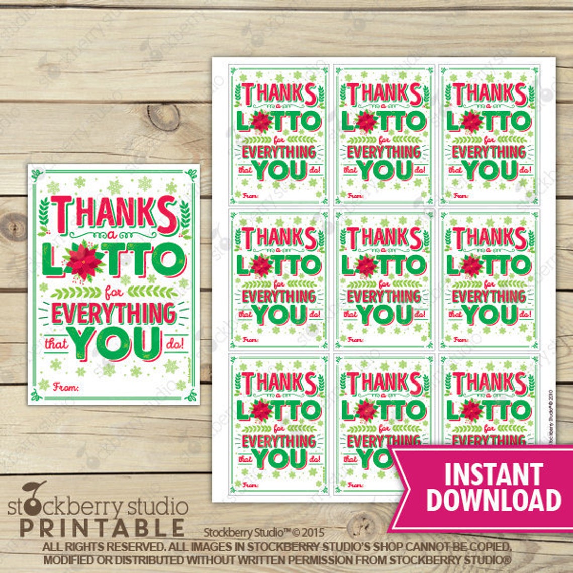 Christmas Lotto Gift Tag - Instant Download