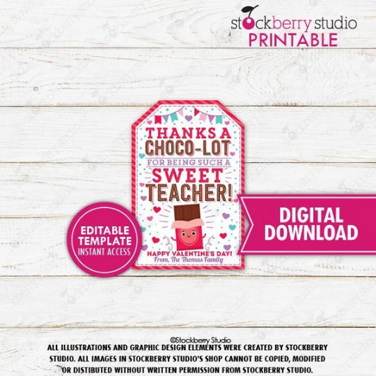 Valentines Day Teacher Chocolate Gift Tag
