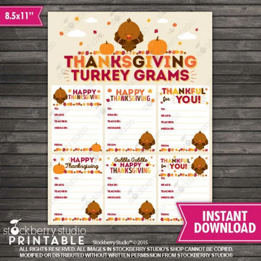 Thanksgiving Turkey Candy Gram Flyer