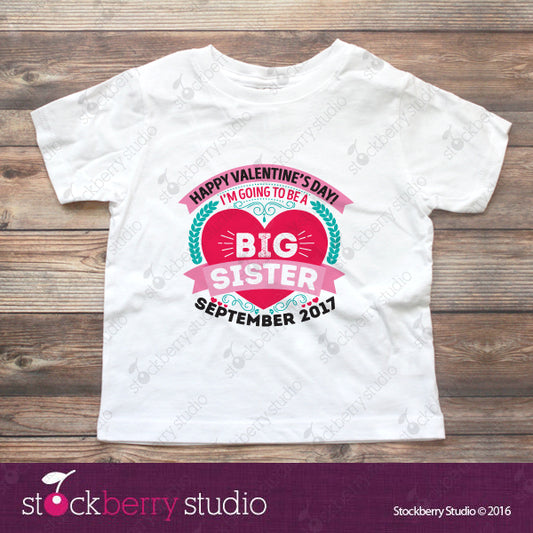 Valentine's Day Big Sister Pregnancy Announcement Shirt