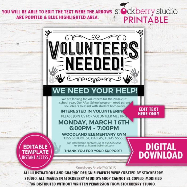 Volunteer Needed School Recruitment Fundraiser Flyer